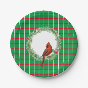 Cardinal On A Wreath Paper Plate