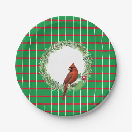 Cardinal On A Wreath Paper Plate