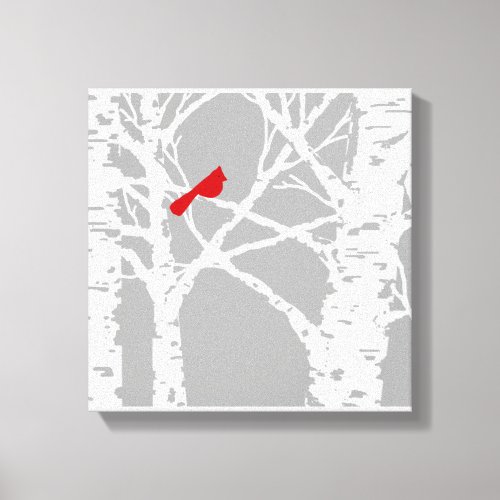Cardinal on birch tree branch Canvas art