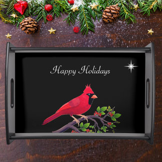 Cardinal on Black and Red Holiday
