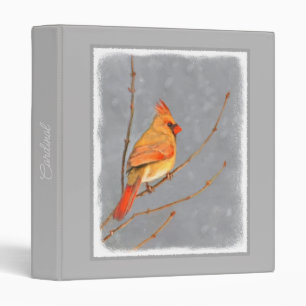 Cardinal on Branch Painting - Original Bird Art 3 Ring Binder