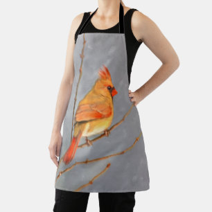Cardinal on Branch Painting - Original Bird Art Apron
