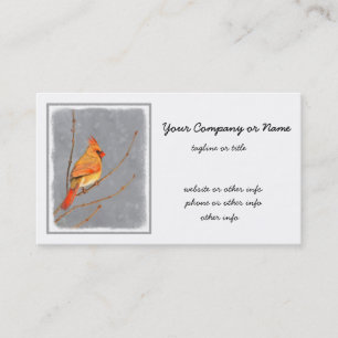 Cardinal on Branch Painting - Original Bird Art Business Card