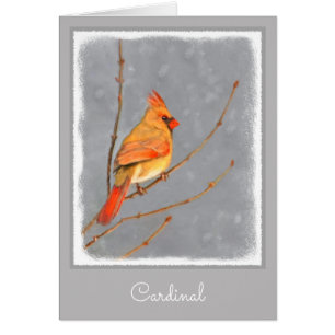 Cardinal on Branch Painting - Original Bird Art Cards