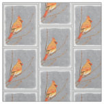 Cardinal on Branch Painting - Original Bird Art Fabric