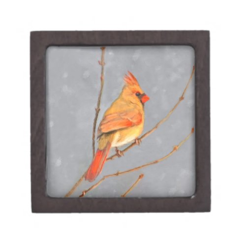 Cardinal on Branch Painting _ Original Bird Art Gift Box