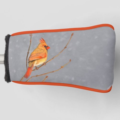 Cardinal on Branch Painting _ Original Bird Art Golf Head Cover