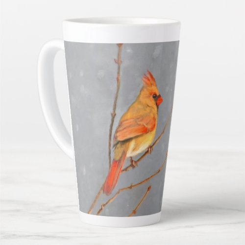 Cardinal on Branch Painting _ Original Bird Art Latte Mug