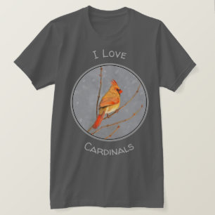 Cardinal on Branch Painting - Original Bird Art T-Shirt