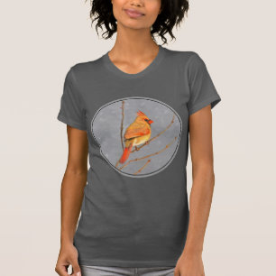 Cardinal on Branch Painting - Original Bird Art T-Shirt