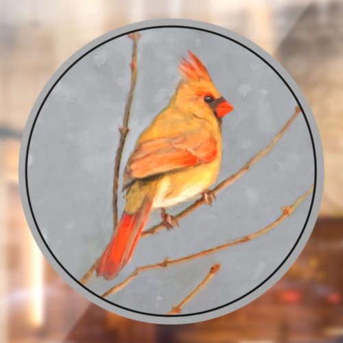 Cardinal on Branch Painting _ Original Bird Art Window Cling