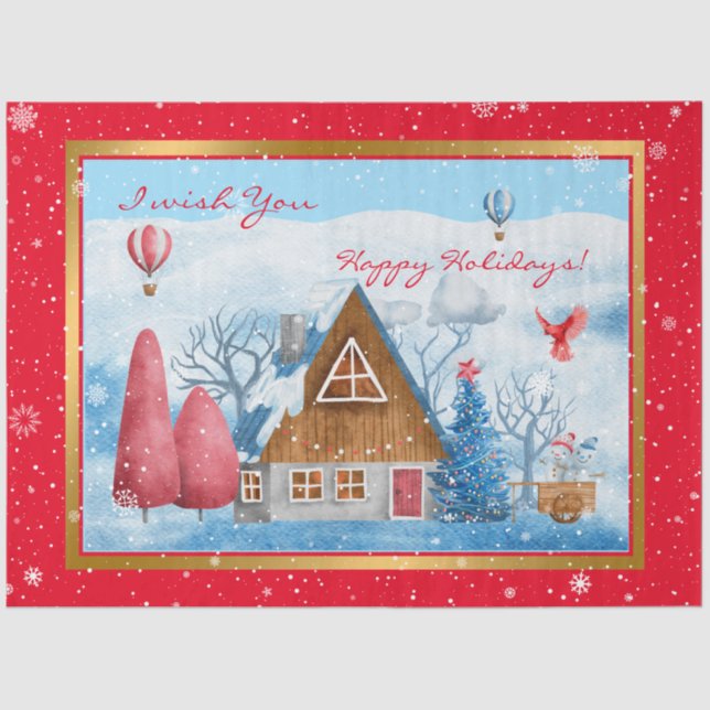 Cardinal on Landscape Customize Tissue Paper (Front)