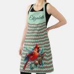 Cardinal on Pine Branch with Winter Berries Apron