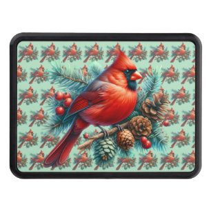 Cardinal on Pine Branch with Winter Berries Hitch Cover