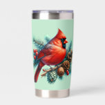 Cardinal on Pine Branch with Winter Berries Insulated Tumbler