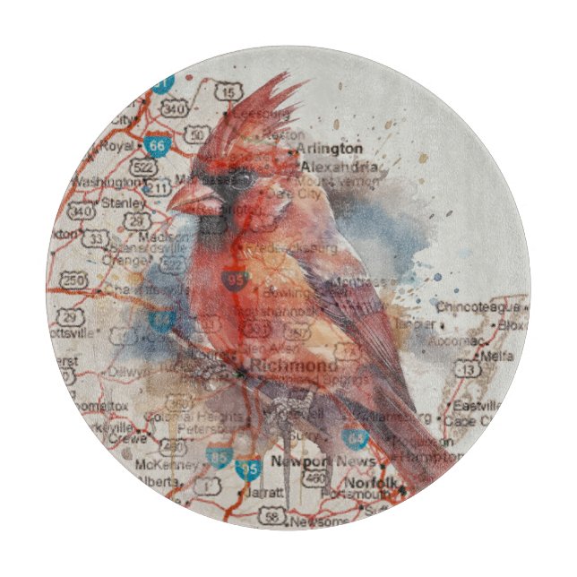 Cardinal on Virginia Road Map customizable Cutting Board (Front)