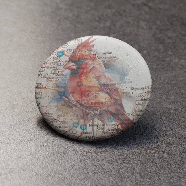 Cardinal on Virginia Road Map Watercolor Art Bottle Opener (Creator Uploaded)