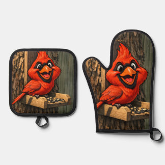 Cardinal Oven Mitt & Pot Holder Set