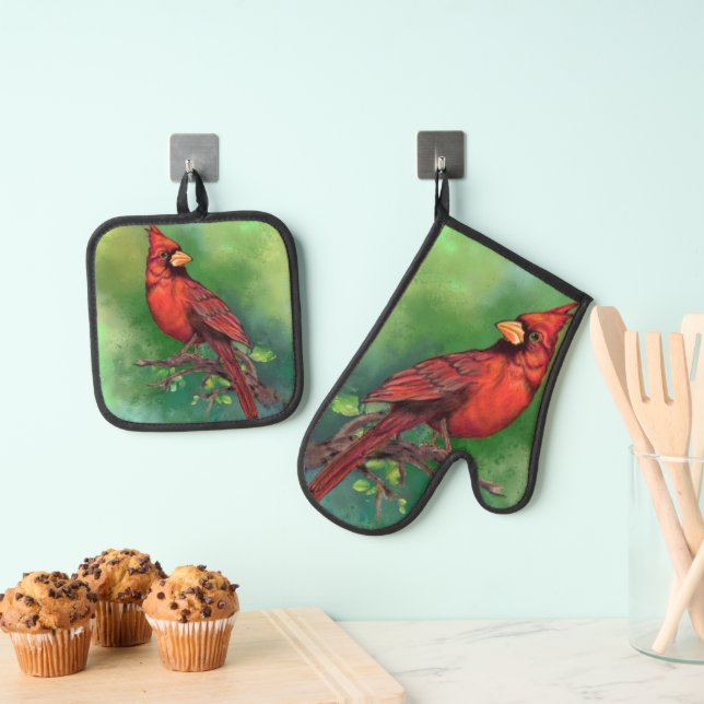 Cardinal Oven Mitt & Pot Holder Set (Insitu(Hanging))