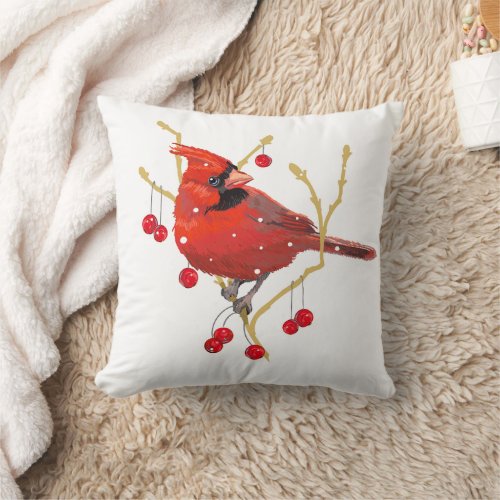 Cardinal Pair Christmas Throw Pillow