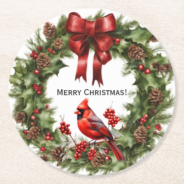 Cardinal Paper Coaster (Front)