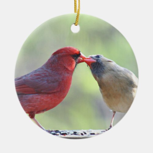 Cardinal photo ceramic ornament