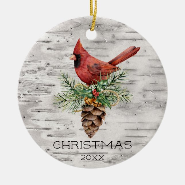 Cardinal Photo Ceramic Ornament (Front)