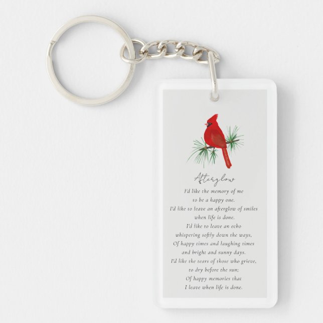 Cardinal Photo Funeral Favor Memorial Card Keychain (Front)