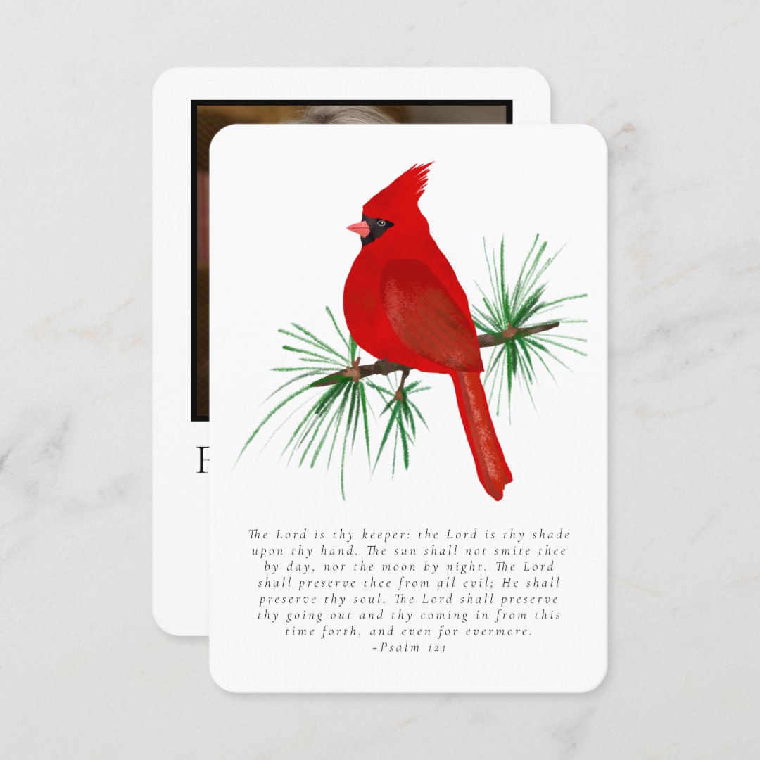 Cardinal Photo Funeral Prayer Card | Zazzle