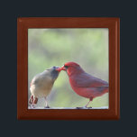 Cardinal photo jewelry box<br><div class="desc">Beautiful male and female cardinal, the male feeds the female during courtship</div>