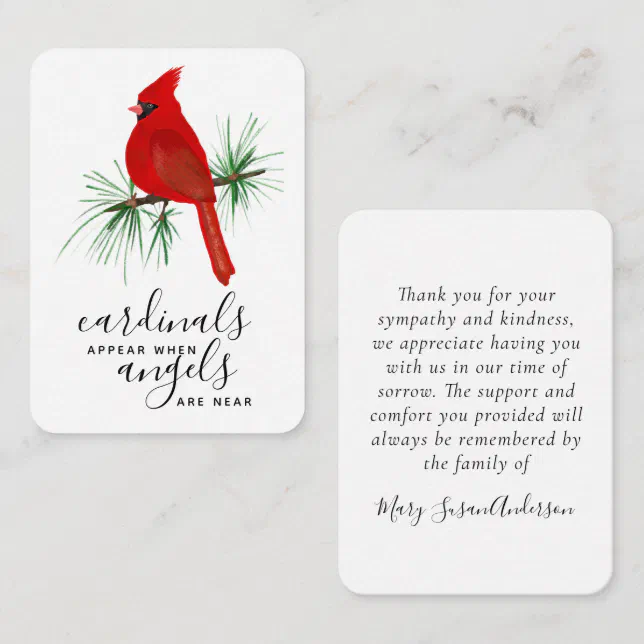 Cardinal Photo Sympathy Funeral Thank You Card | Zazzle