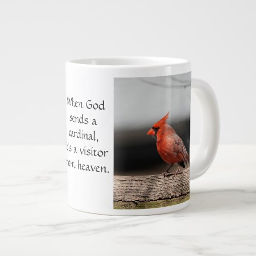 Cardinal Photos  Quote Visitor from Heaven Giant Coffee Mug