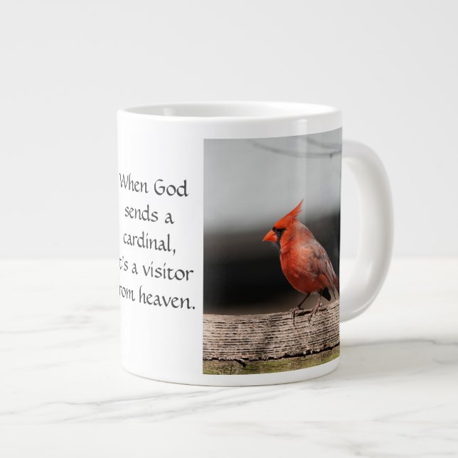 Cardinal Photos & Quote: Visitor from Heaven! Giant Coffee Mug (Front Right)
