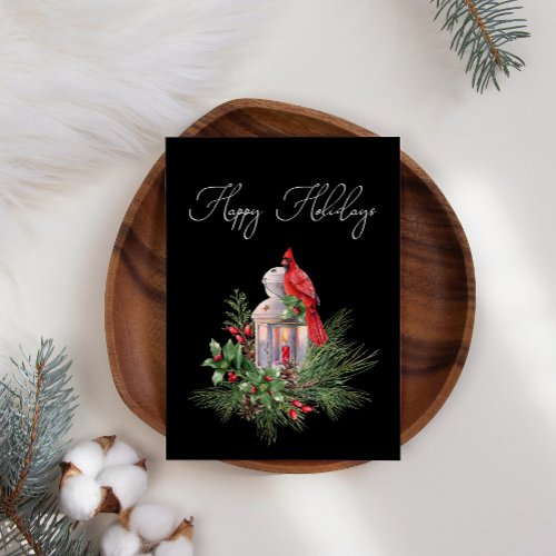 Cardinal Pine Holly Business Christmas Card