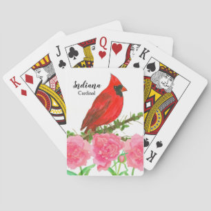 Cardinal Pink Peonies Indiana Souvenir Poker Cards