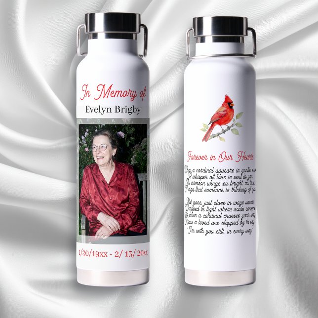 Cardinal Poem Memorial Keepsake  Water Bottle (Creator Uploaded)