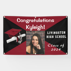 Cardinal Red and Black Vinyl Graduation Photo Banner