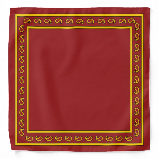 Cardinal Red and Gold Paisley Bandana (Front)