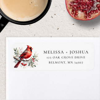 Cardinal Red Bird and Berries Return Address Label