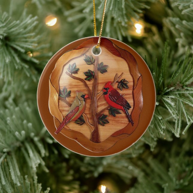 Cardinal Red Bird Memorial sympathy remembrance Ceramic Ornament (Tree)