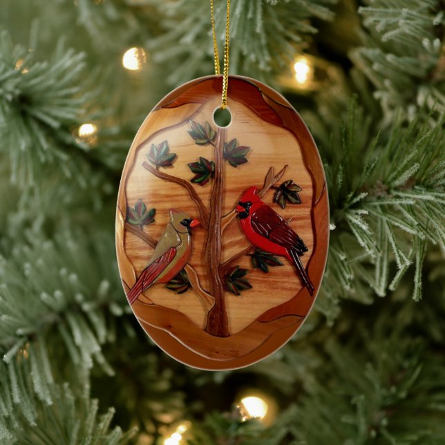 Cardinal Red Bird Memorial sympathy remembrance Ceramic Ornament (Tree)