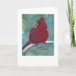 Cardinal Red Bird Painting Holiday Card