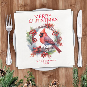 Cardinal Red Christmas Party Paper Dinner Napkins