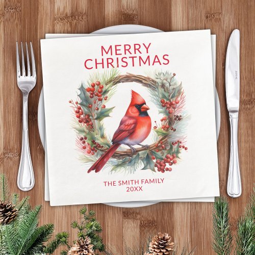 Cardinal Red Christmas Party Paper Dinner Napkins