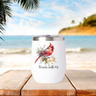Cardinal Red Forever with Me Personalize Thermal Wine Tumbler