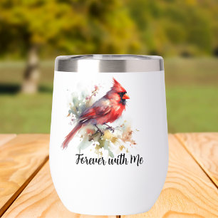 Cardinal Red Forever with Me Personalize Thermal Wine Tumbler