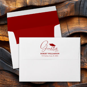 Cardinal Red Graduation Cap Return Address Envelope