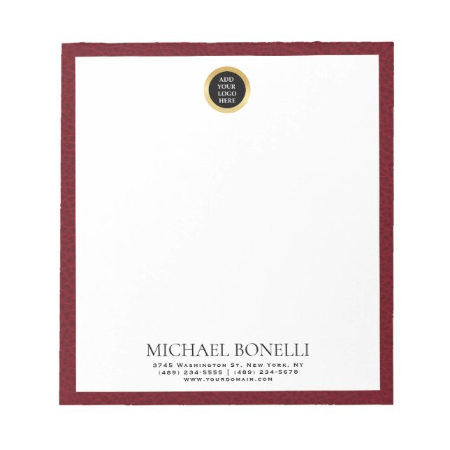 Cardinal Red Leather Circle Logo professional Notepad (Front)