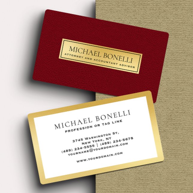 Cardinal Red Leather Gold Label Executive Business Card (Creator Uploaded)