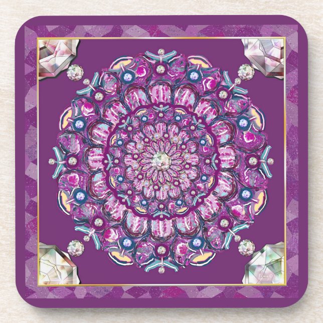 Cardinal Red Rosace Beverage Coaster (Front)